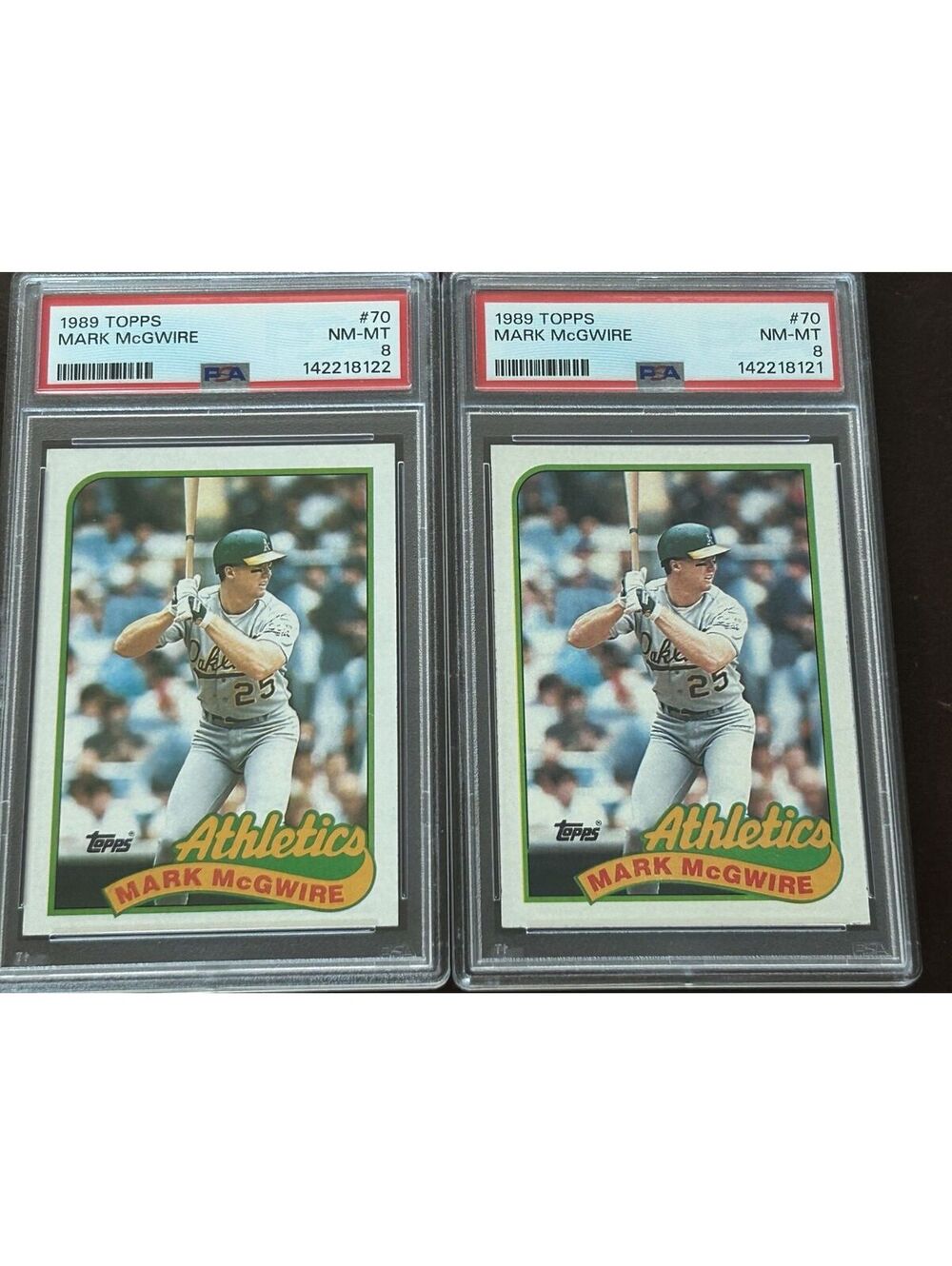 CLASSIC MARK MCGWIRE 1989 TOPPS PSA GRADED 8 NM-MT LOT OF 2 #70